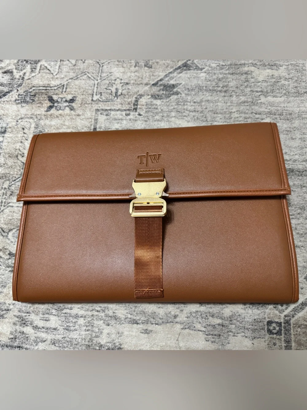 Brown Leather Portfolio / document holder  with Gold Buckle